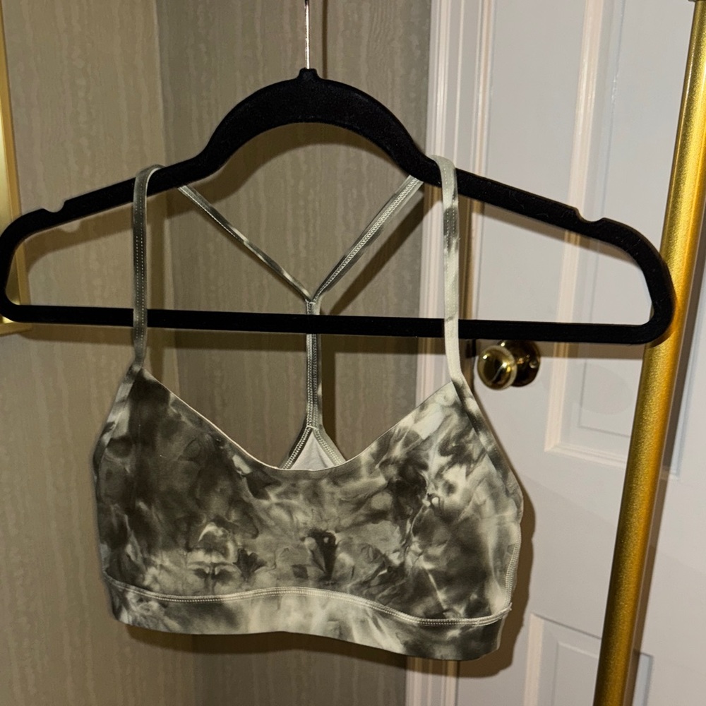lululemon athletica Tie-Dye Olive Green & Cream Strappy Sports Bra